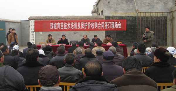辣椒综合服务中心组织辣椒龙头企业签订保护价收购合同